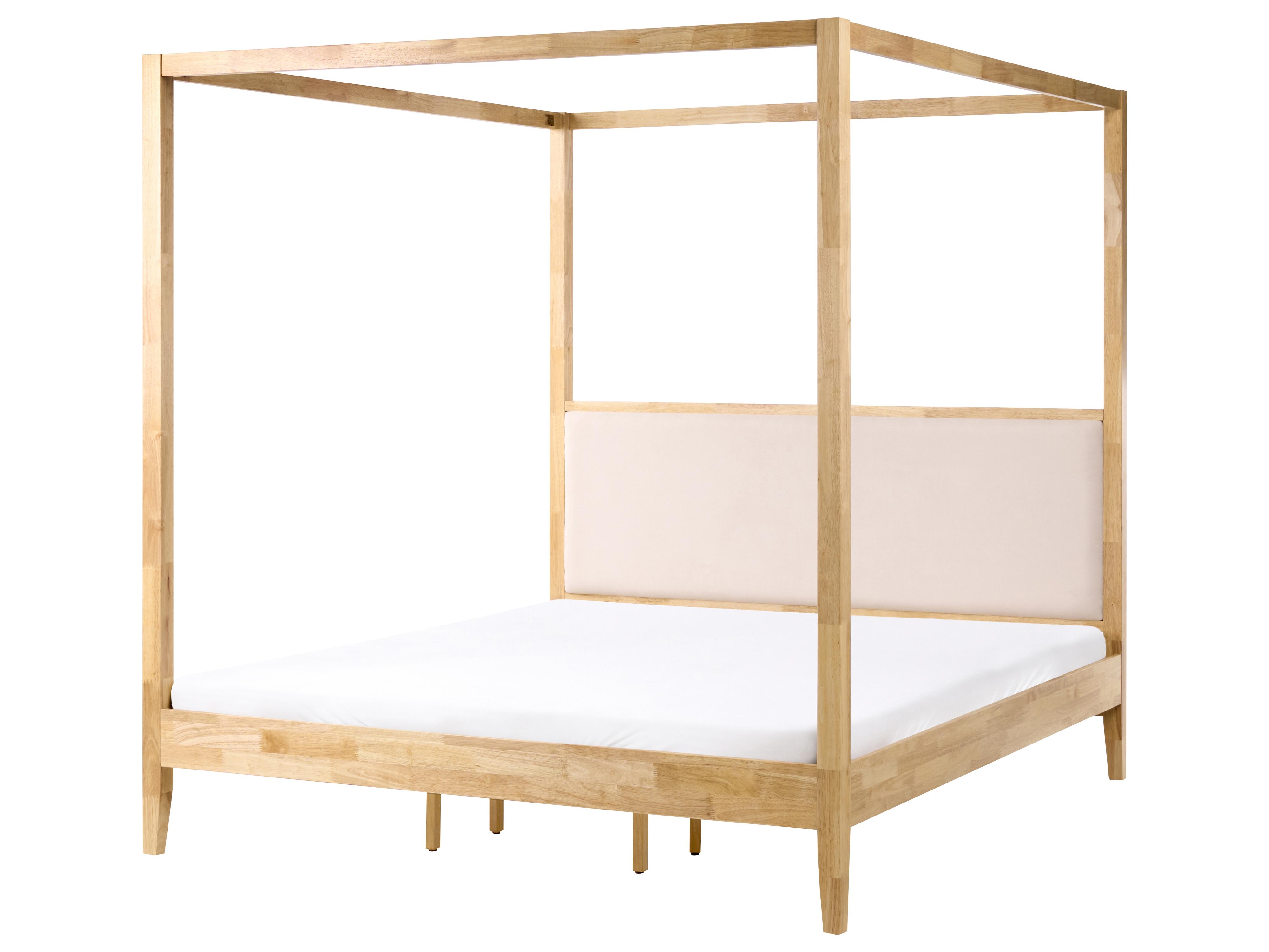 Hemelbed Hout HAILLICOURT 180 x 200 cm Lichtbruin