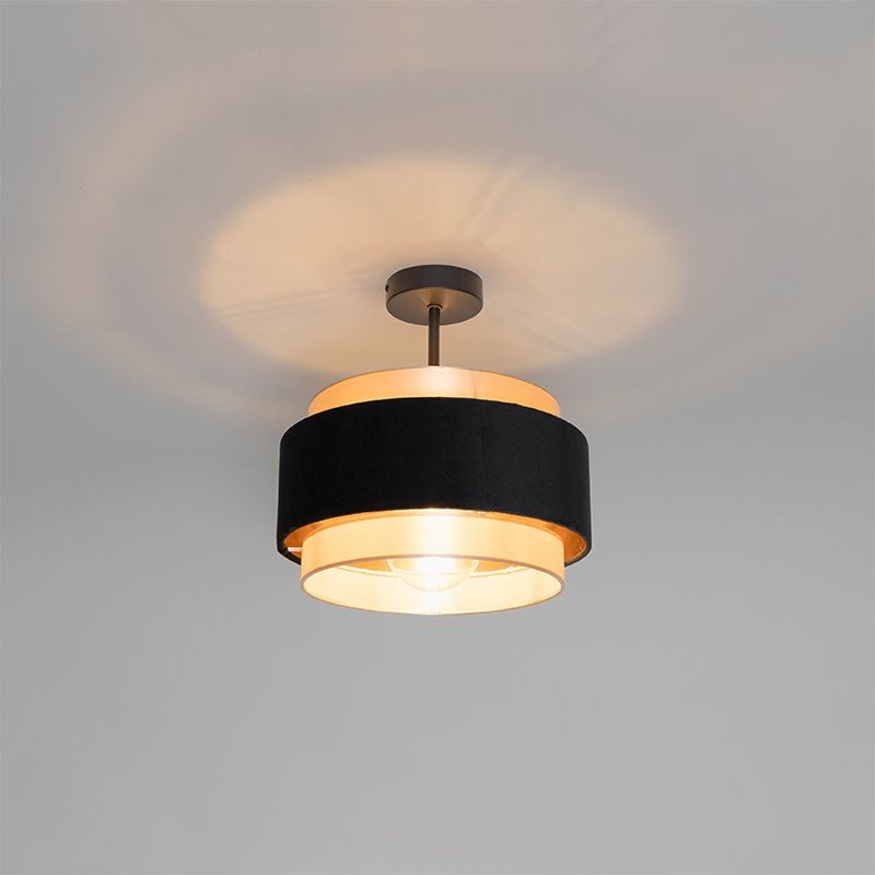Moderne plafondlamp zwart met goud - Elif