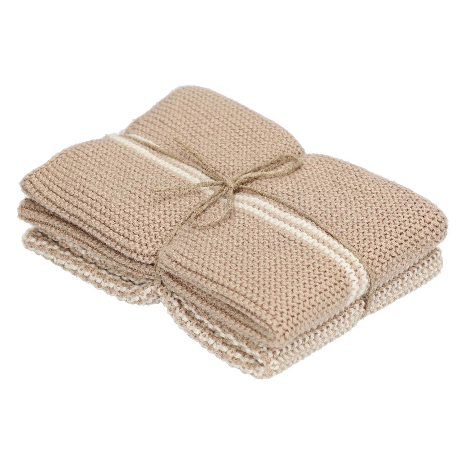 Vaatdoekjes, gebreid katoen, zand, 2 stuks, 25 x 25 cm
