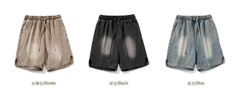 AXEN - Gewassen denim shorts met trekkoordtaille