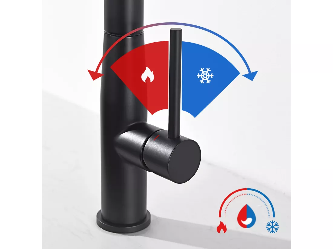 Auralum MAX Mitigeur Cuisine Noir avec douchette extractible,Inox,Mélangeur Évier 2 Modes Jets Eau Chaude/Froide,Robinet Télescopique pour Évier