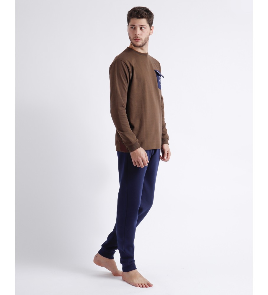 Pijama de manga comprida marrom Admas Save Tree