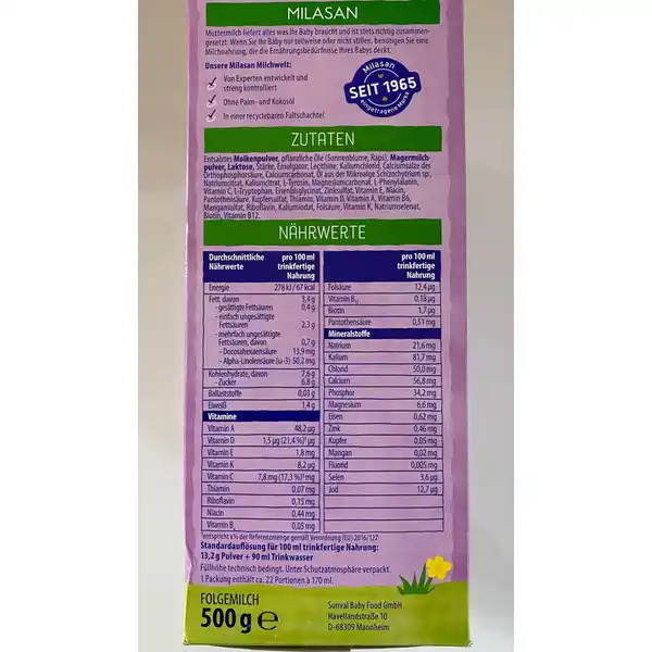 Folgemilch 2 nach 6. Monat