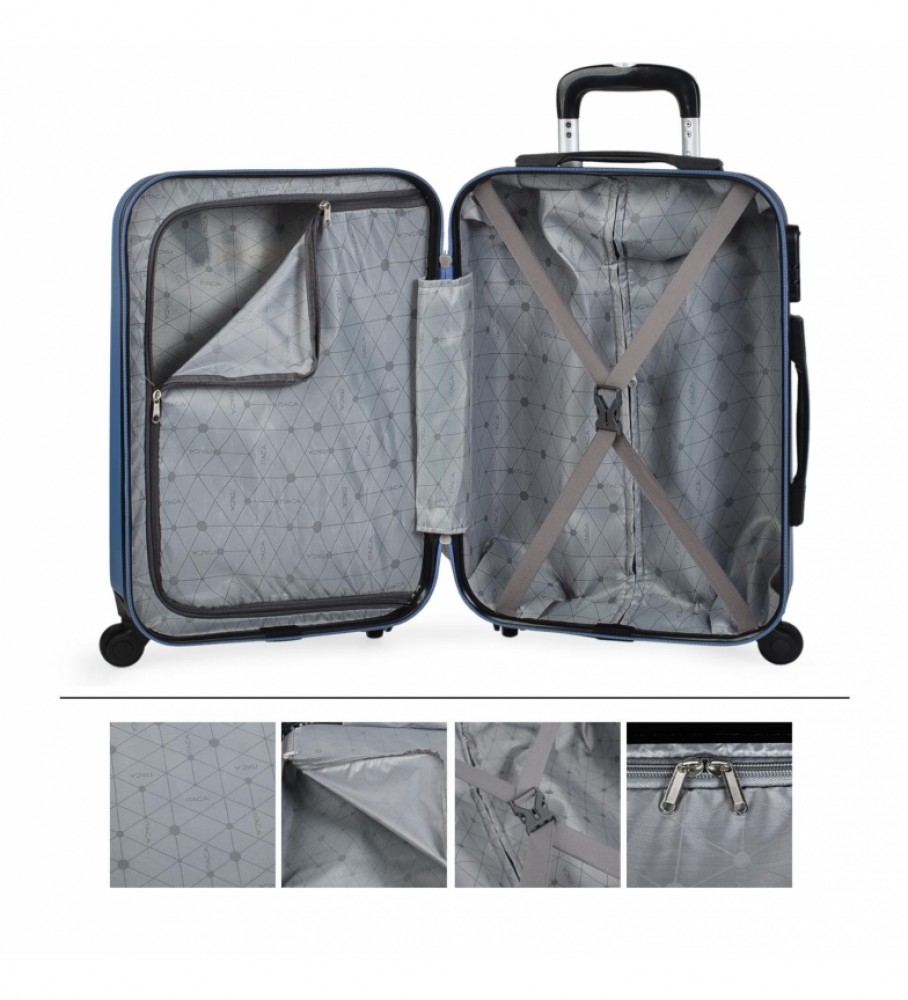 Mala de cabine rígida ITACA com 4 rodas T71550 Azul Safira - 55x38x20cm -