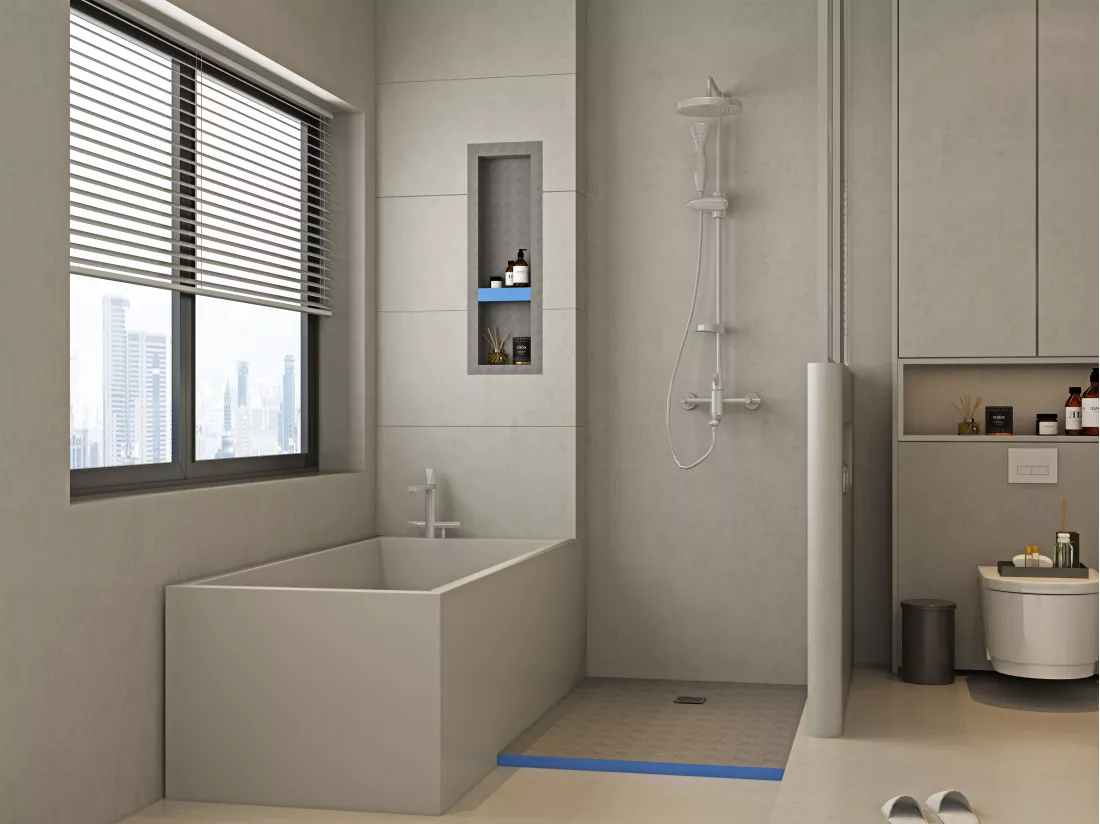 Niche de douche à encastrer et prête à carreler avec 1 étagère - 31 x 91 cm - KLARA