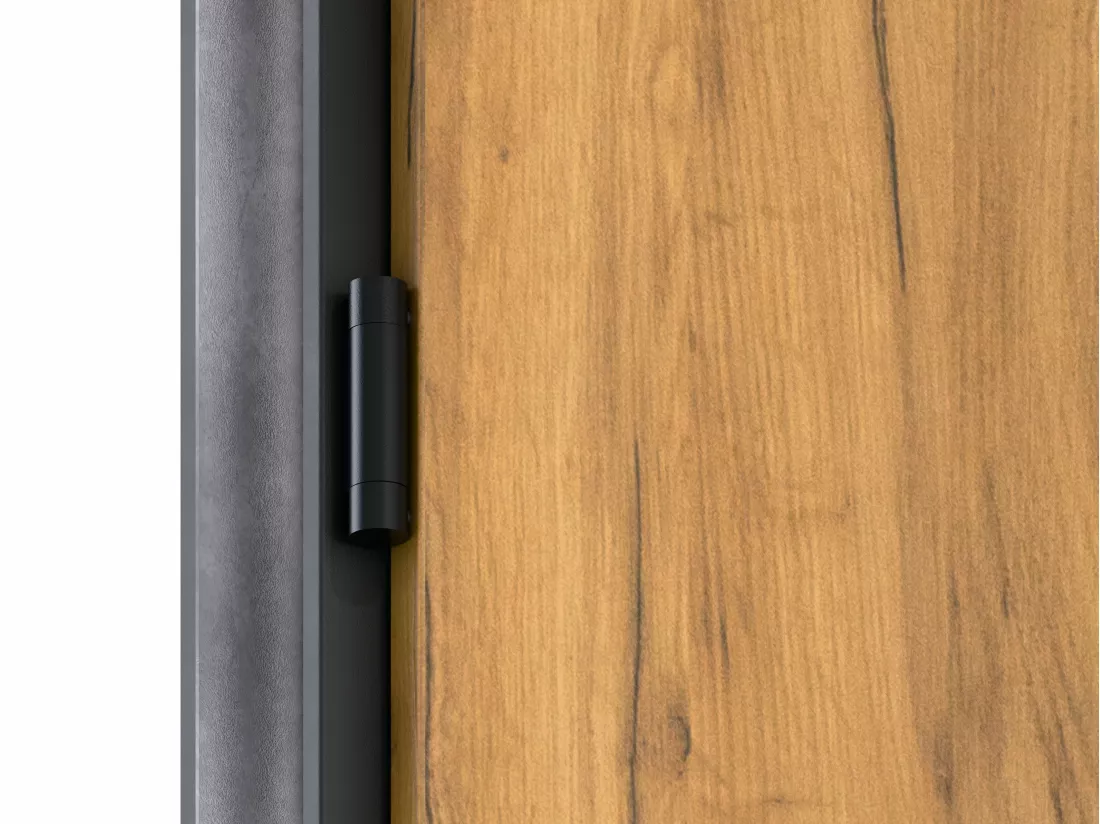 Porte d'entrée pleine en acier H207 x L100 cm - Effet chêne avec rayures noires - poussant droit - COBRITA