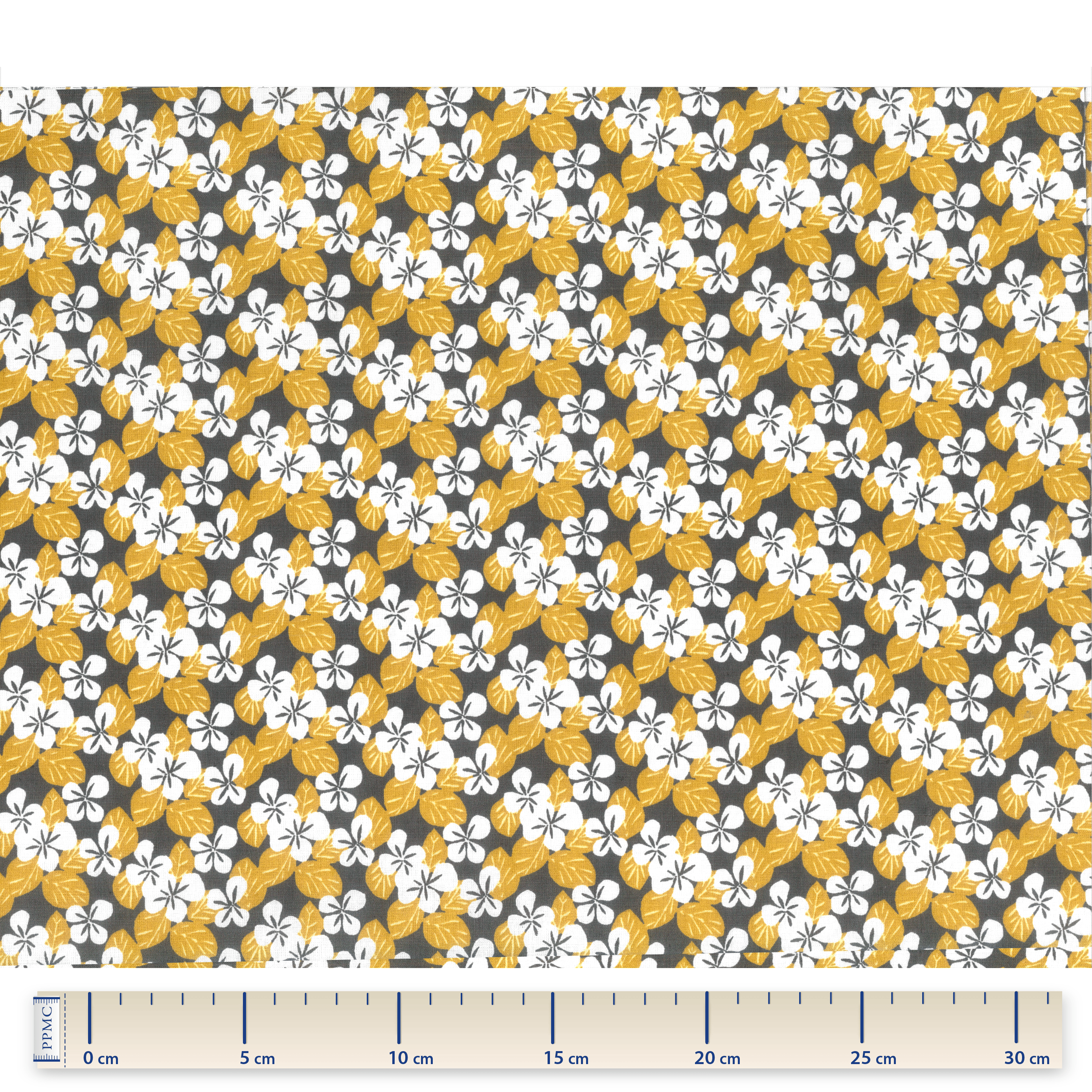Tissu Coton Au Mètre Fleurs Moutarde Ex1055