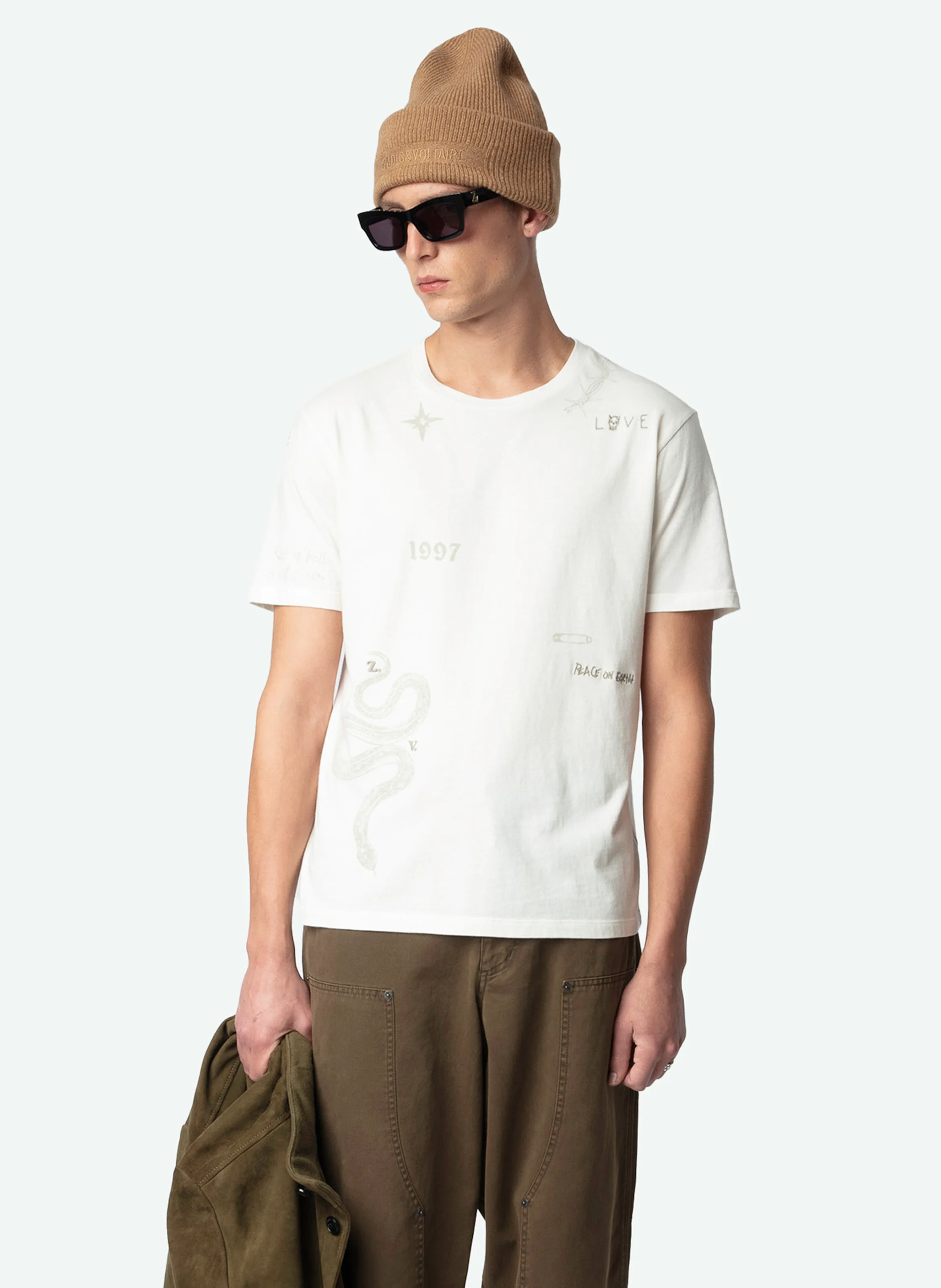 TOMMY - Tee-shirt droit en coton bio imprimé | Blanc