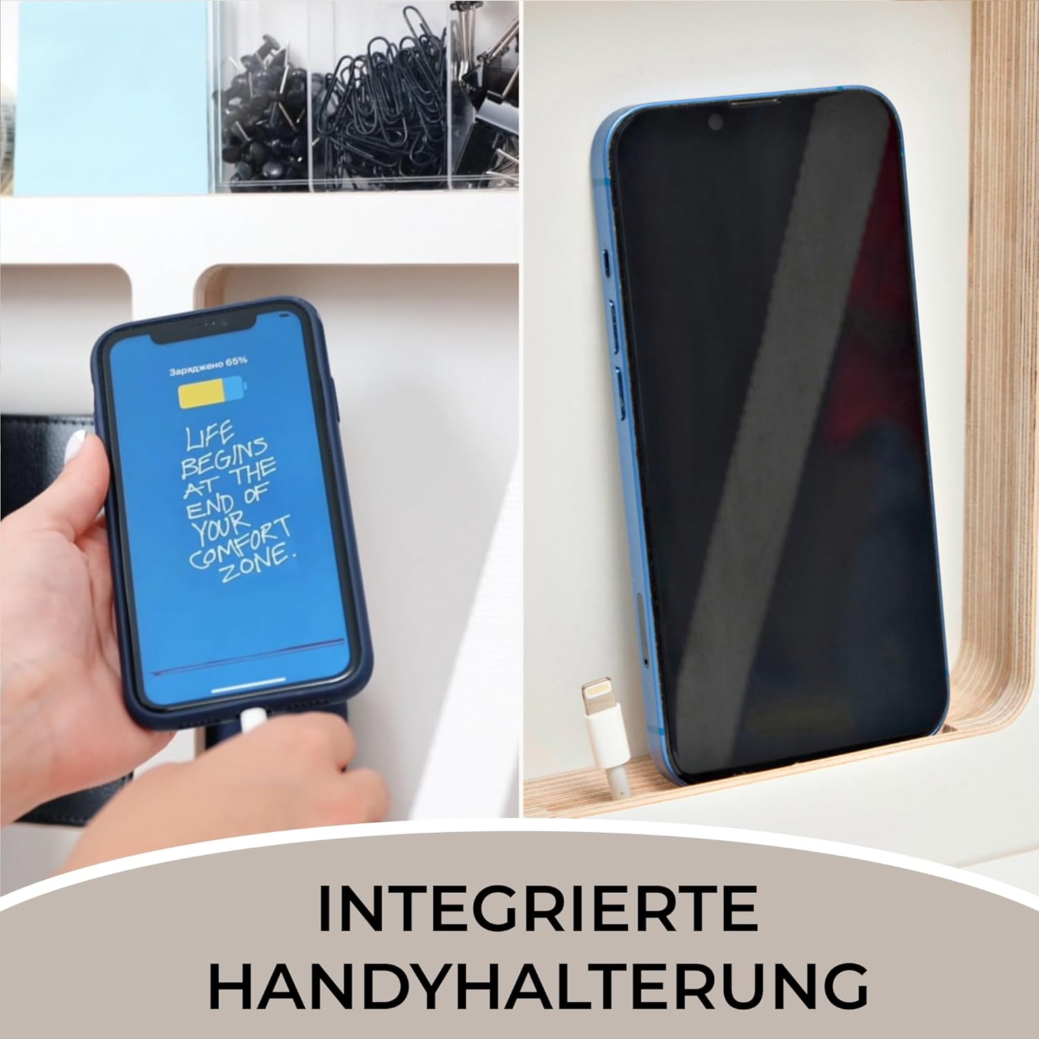 NordicDesk – Schreibtisch klappbar, Wandschreibtisch aus Holz mit Wandmontage, platzsparendes Home Office mit Laptop-Fach (Weiß)