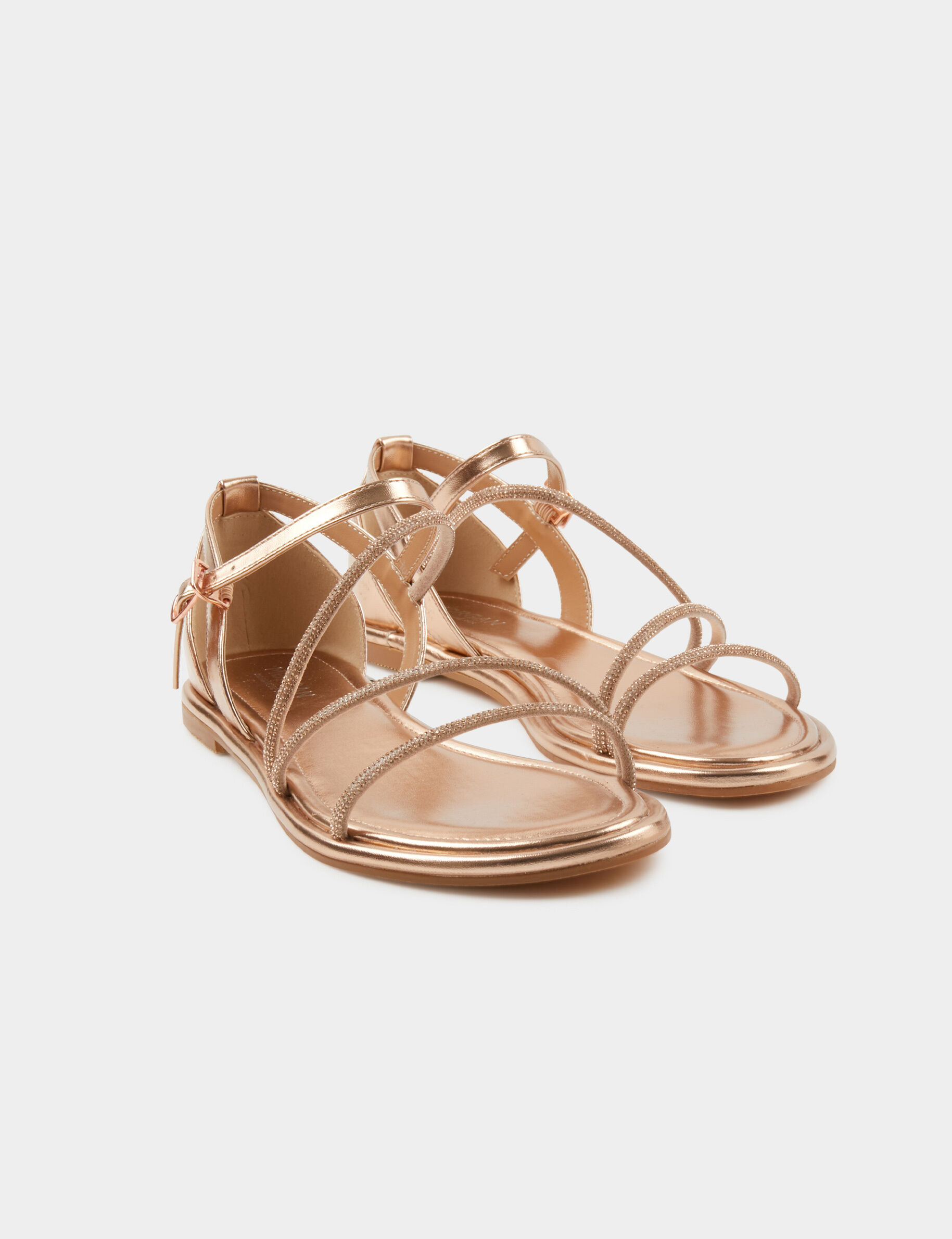 Sandales plates avec détails strass vieux rose femme - vieux_rose