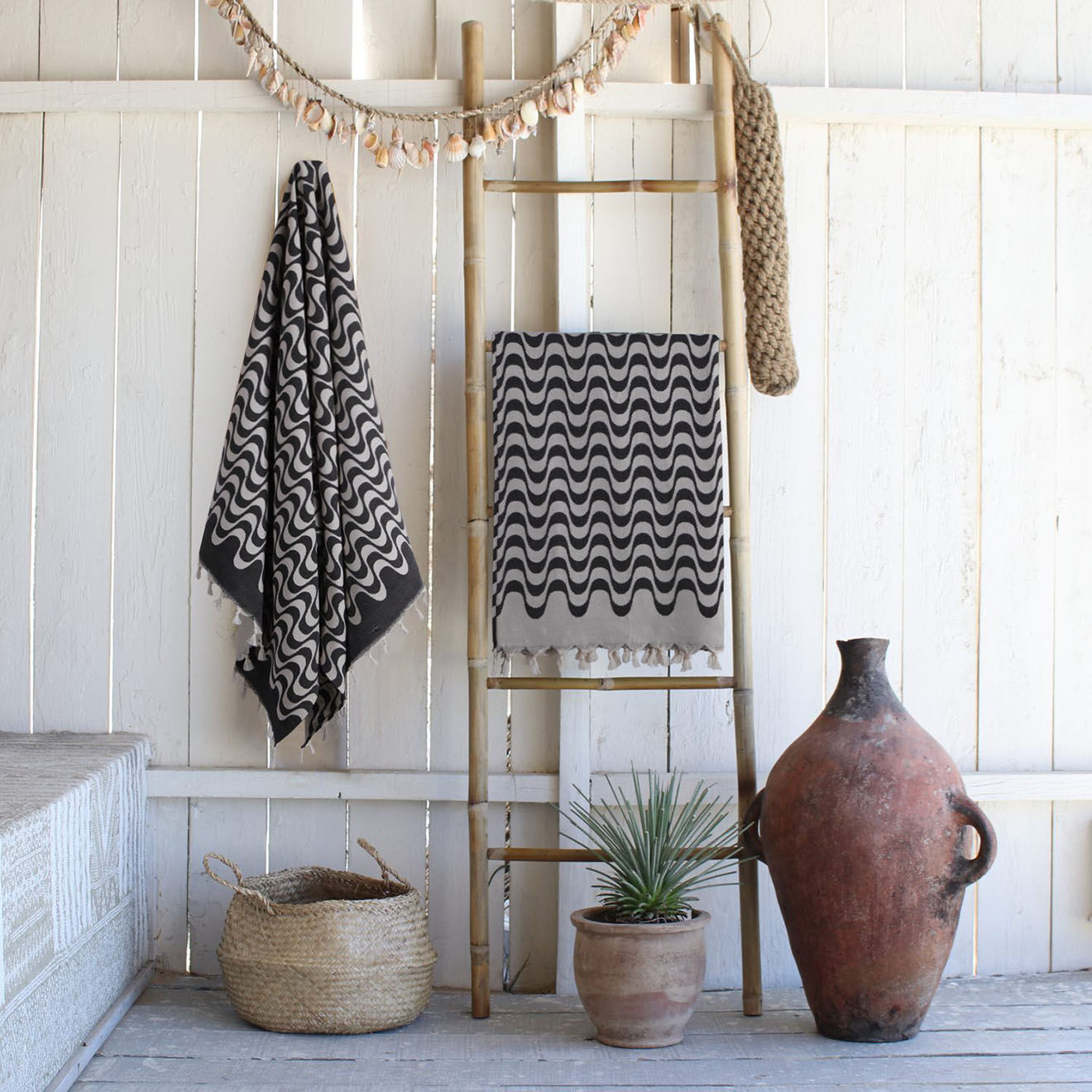 Febronie Fouta reversible Cabana noir - 100x200 cm
