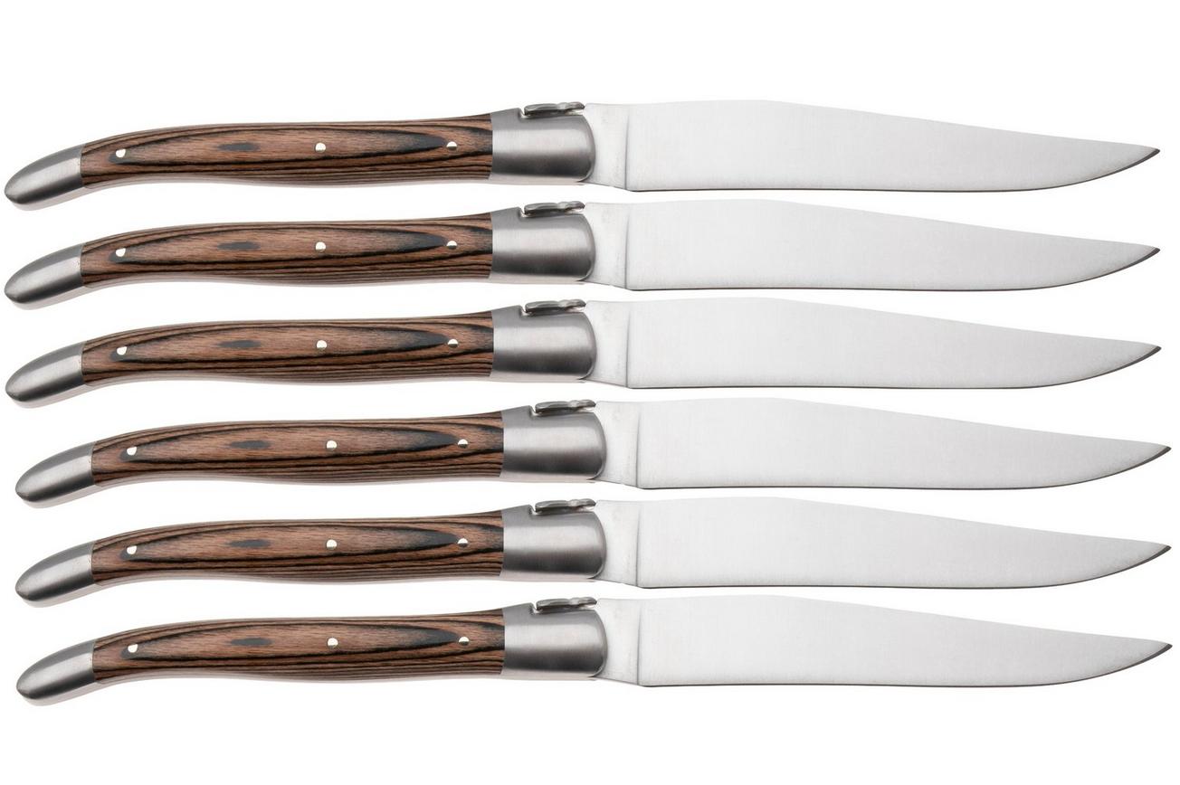 Laguiole en Aubrac 62C12PKMIH Brown Pakkawood Matt, 6-delige steakmessenset