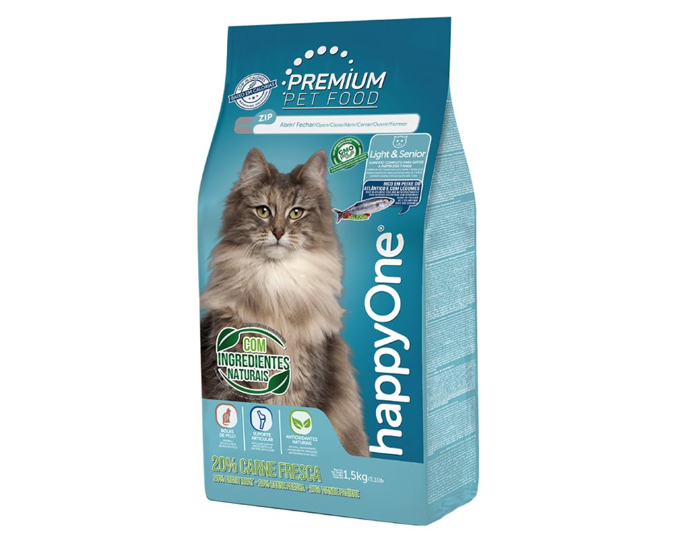RAÇÃO PARA GATO HAPPYONE PREMIUM LIGHT&SENIOR 1.5KG