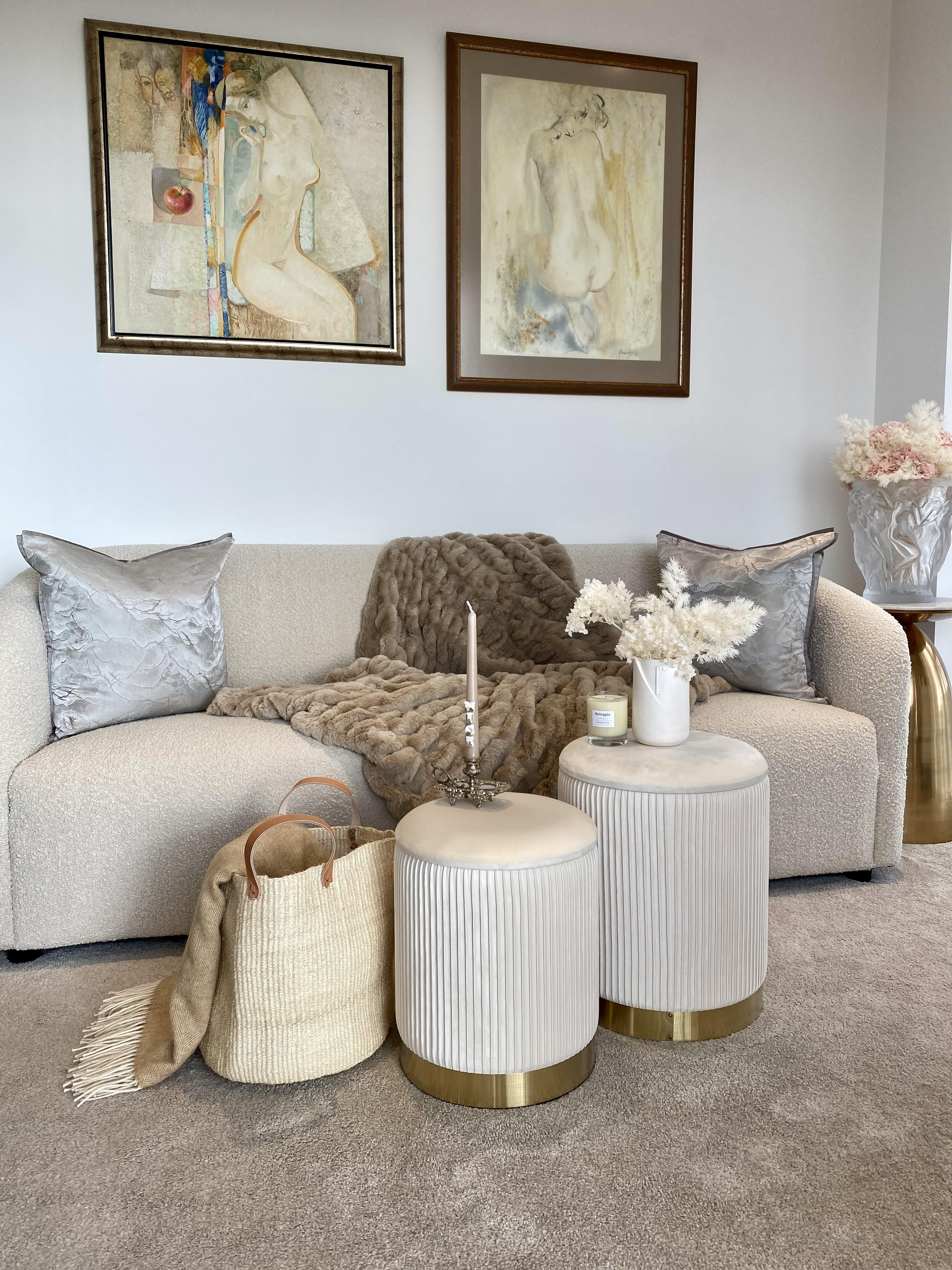 Set van 2 opbergpoefs MIRAMAR Fluweel Wit