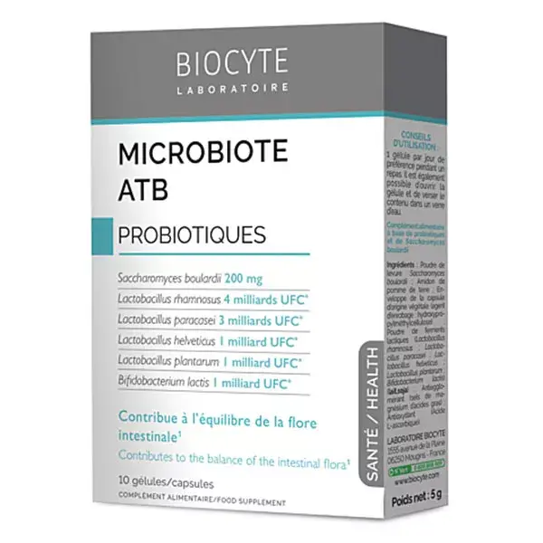 Biocyte Microbiota ATB Probióticos Equilíbrio da Flora Intestinal 10 cápsulas