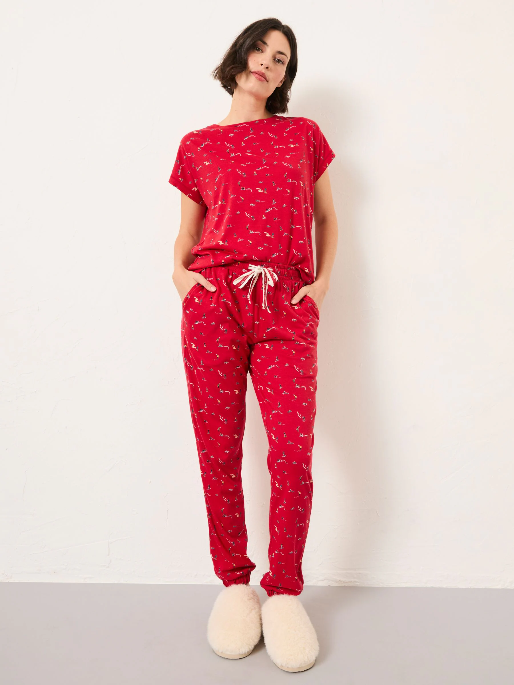 FatFace Ski Ditsy Jersey Pyjama Set