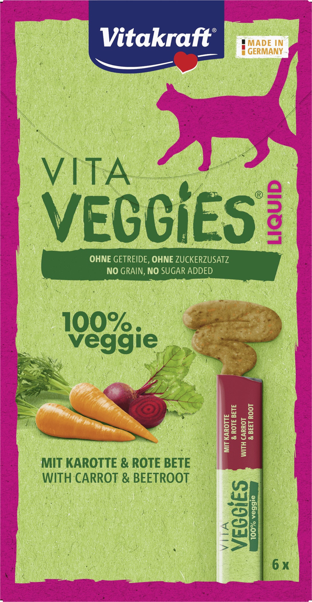 Vitakraft kattensnack Veggies vloeistof wortel en rode biet 6 stuks