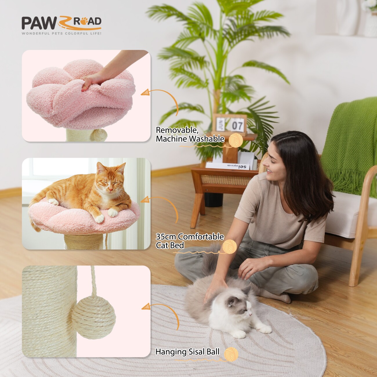 Pawz Road Kratzbaum dicke Stämme rosa