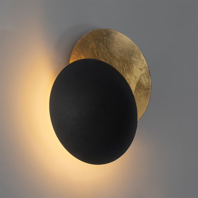 Moderne wandlamp zwart met goud - Sunrise