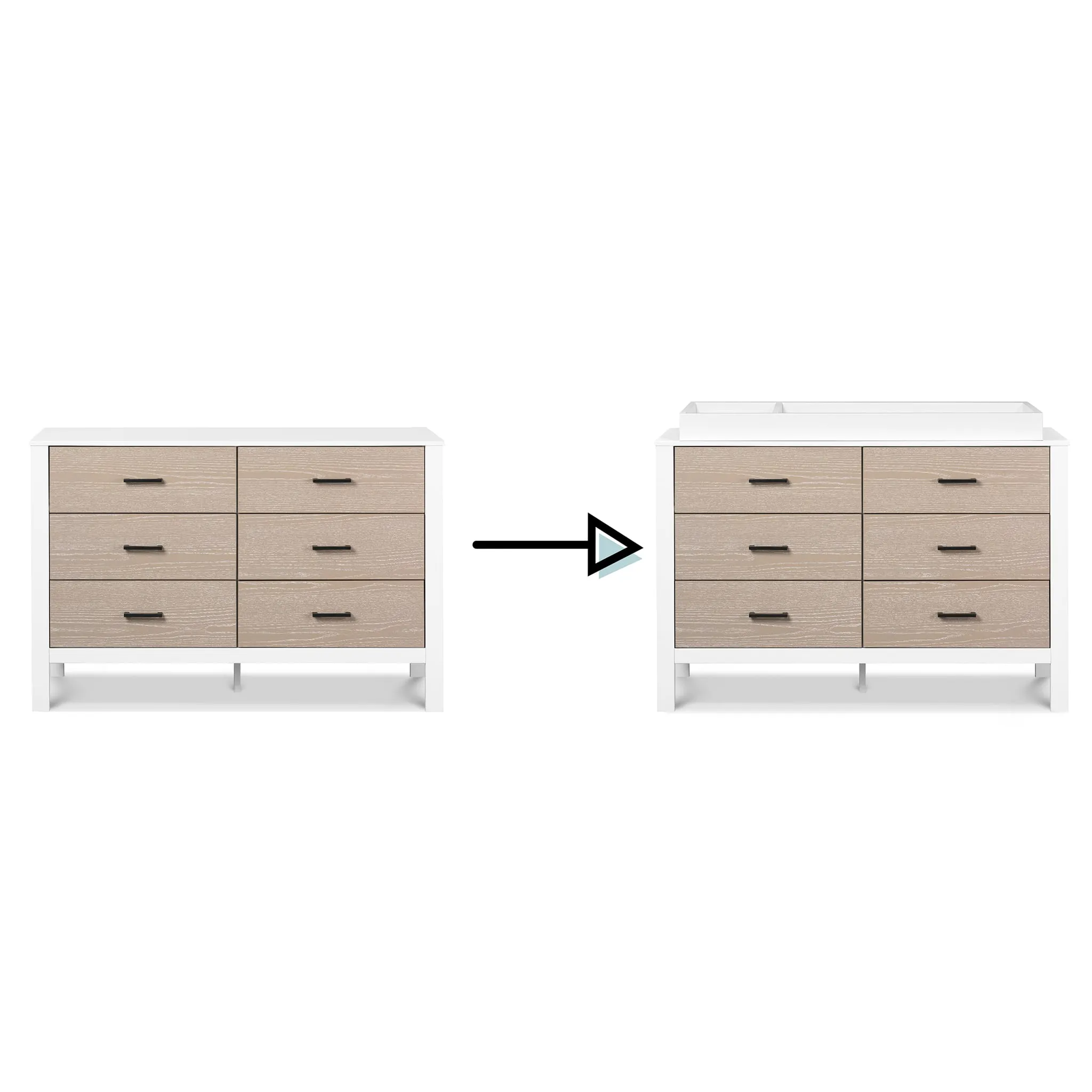 DaVinci Bureau 6 Tiroirs Radley - Blanc et Bois Côtier