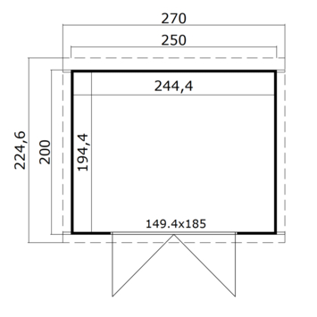 Tuinhuis Mila 250x200 cm grijs
