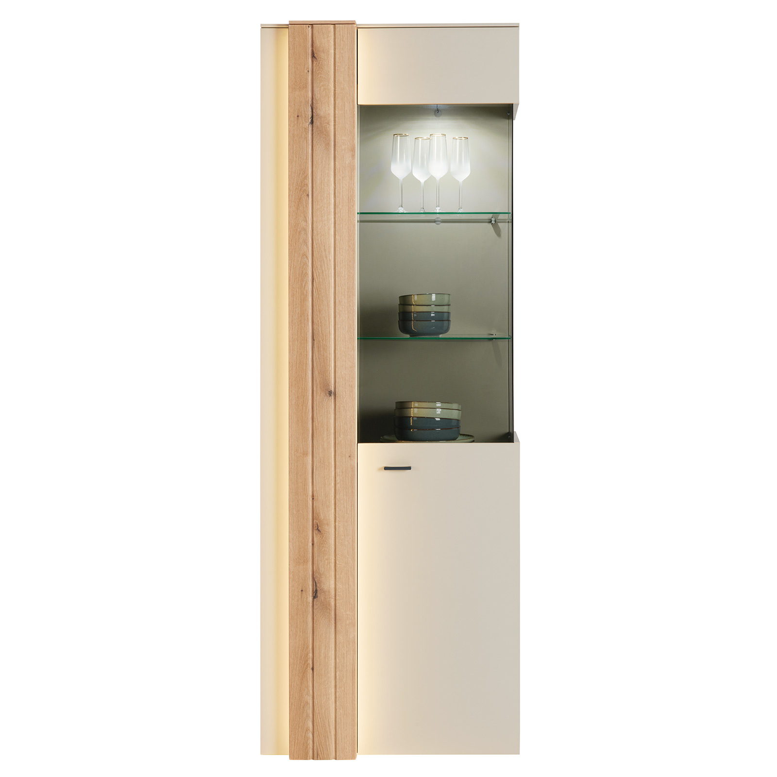 Standvitrine SANTANA - Coast Evoke Eiche-kieselgrau - 203 cm