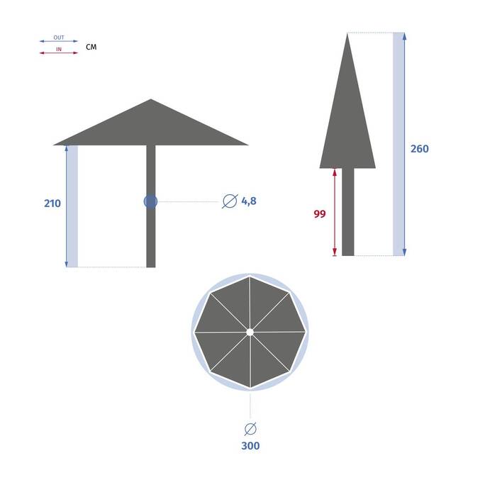 Parasol droit rond TINAEI Taupe