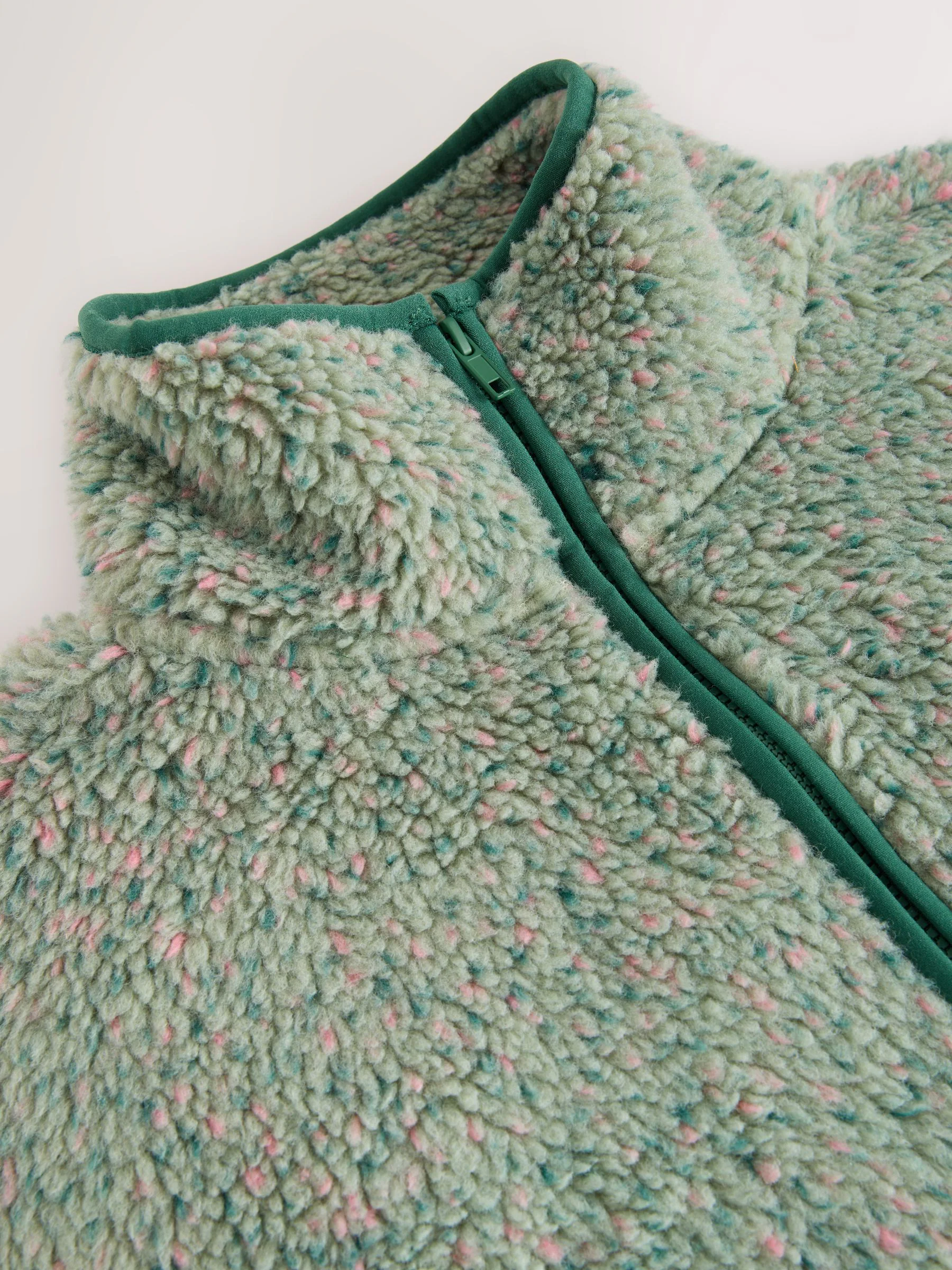 Blauwgroen - Teddy borg fleece sweatshirt met kwart rits