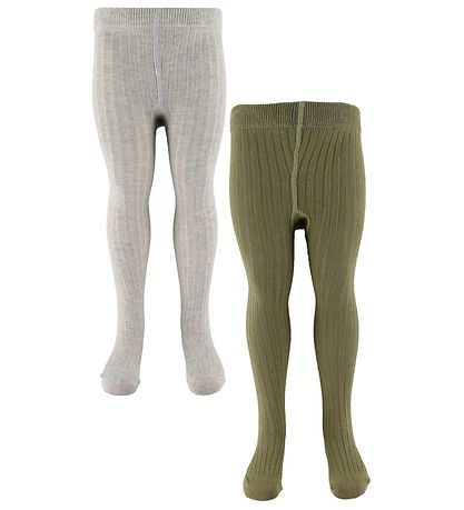 Minymo trømpebukser - 2-Pak - Solid Rib - Light Grey Melange