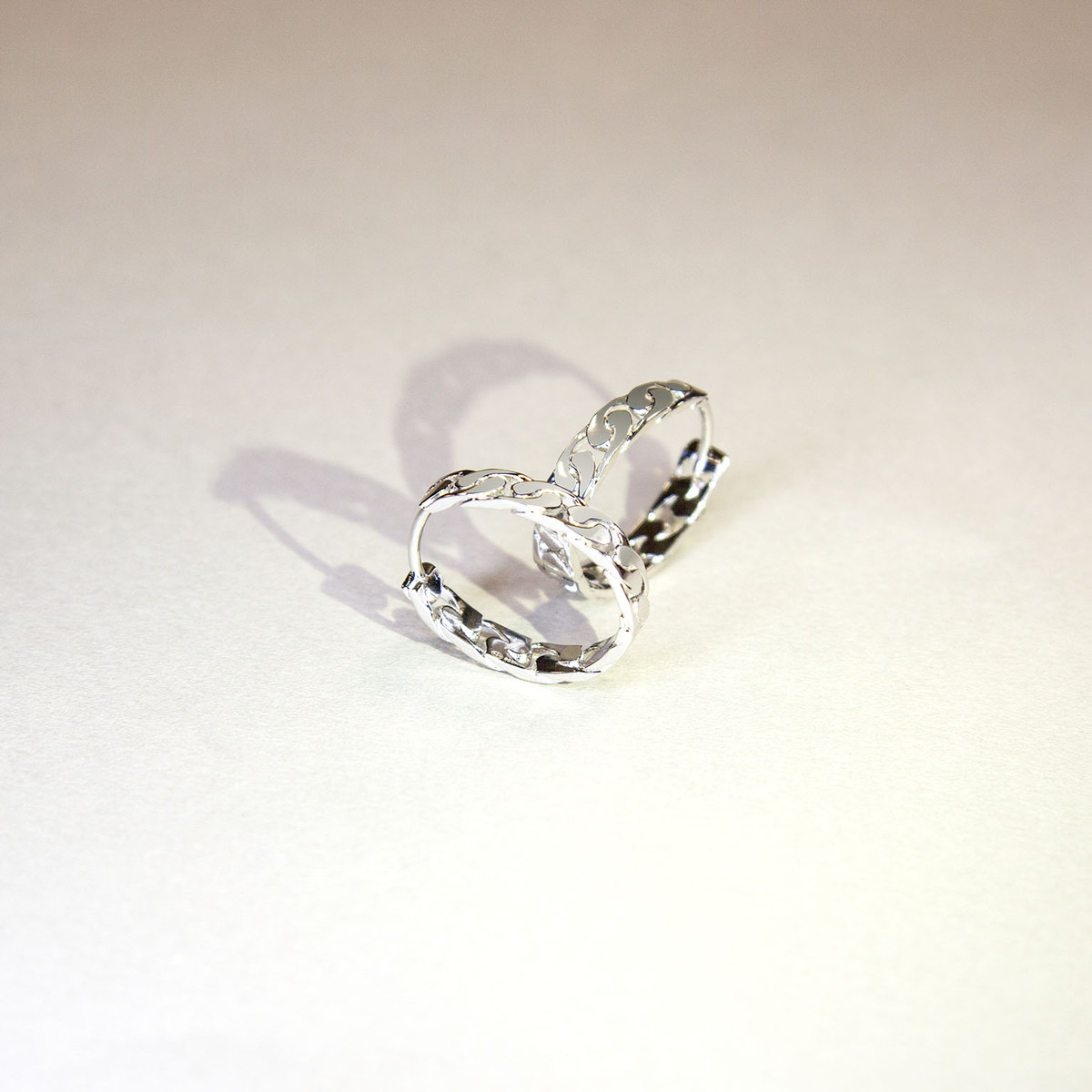 Créoles argent 925 ovales motif maille gourmette