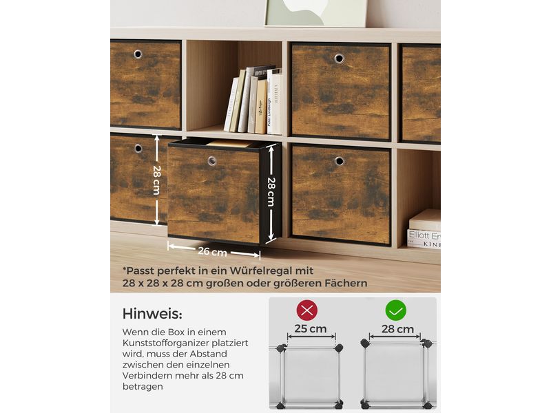 Songmics Aufbewahrungsbox Braun/Schwarz Faltbare Würfelregalboxen