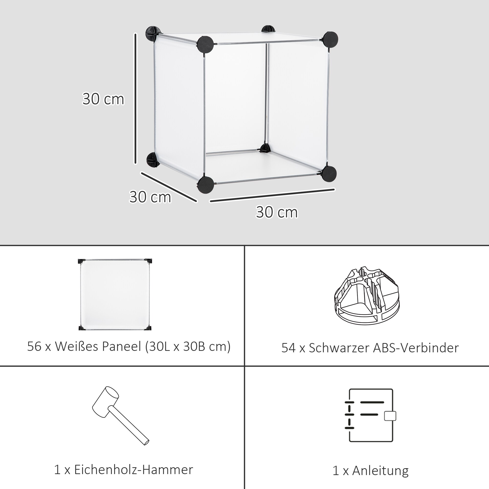 HOMCOM Regalsystem mit Zubehör weiß 125L x 32B x 125H cm