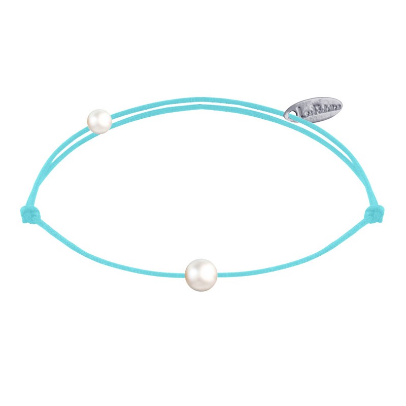 Bracelet Lien Petite Perle Blanche - Turquoise
