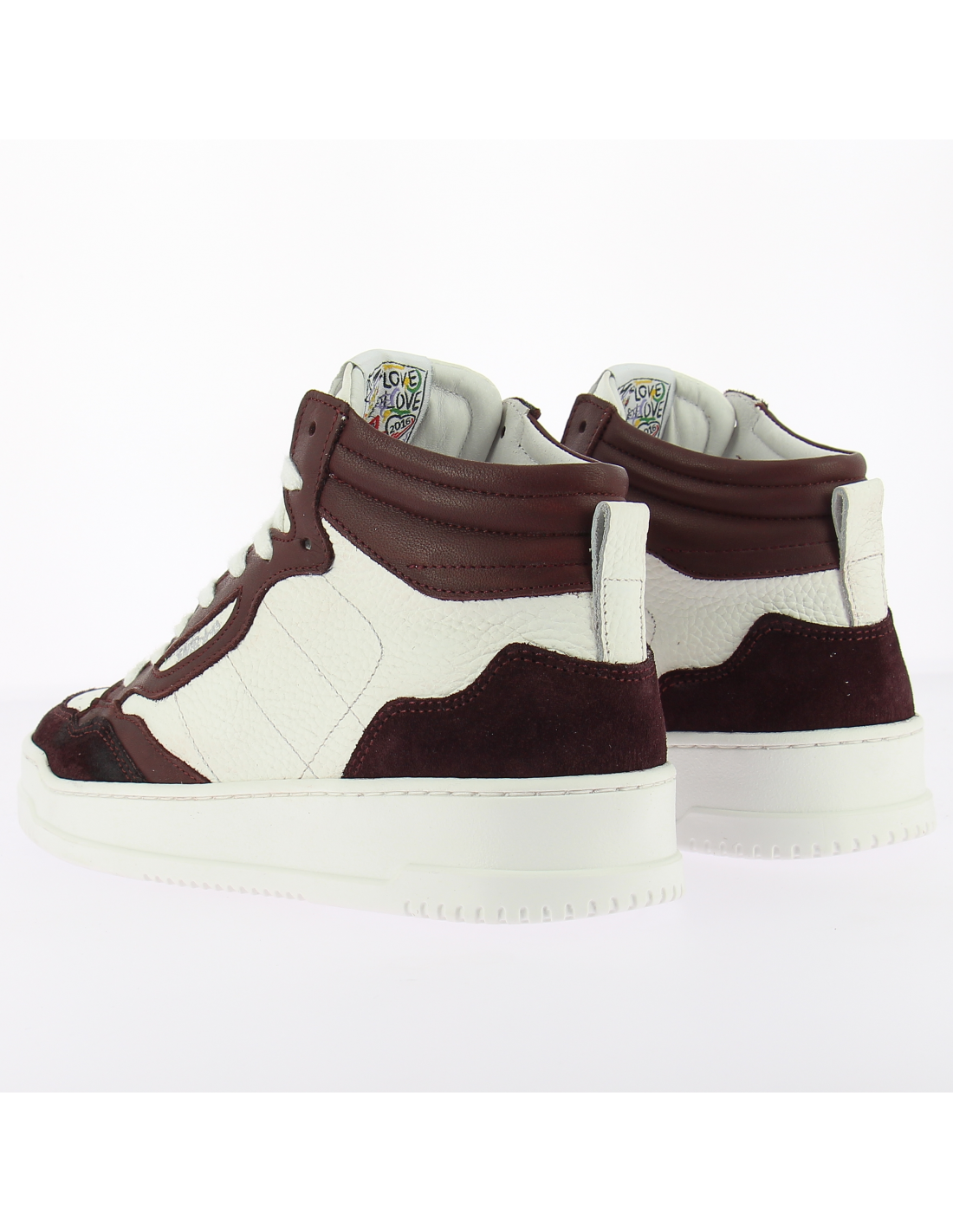 semerdjian baskets montantes femme vale 8407 cuir blanc/bordeaux
