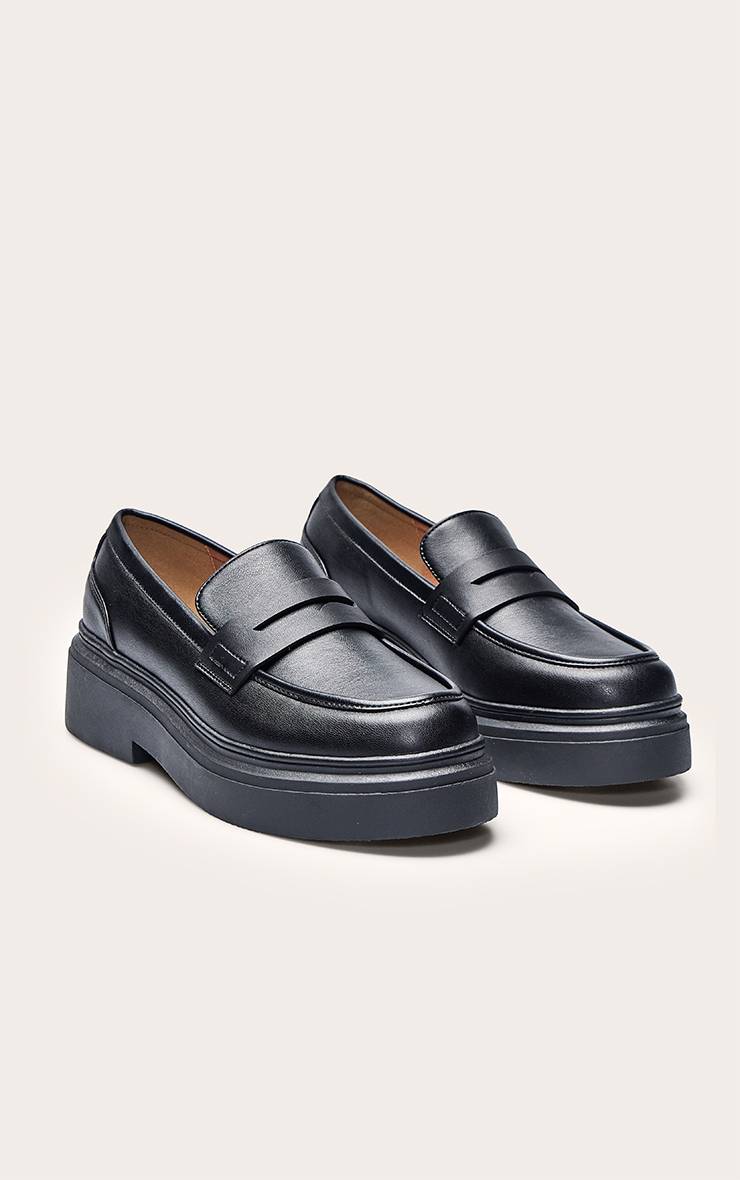 Noir Mocassin Basique À Semelle Épaisse En Synthétiquecuir Coupe Large
