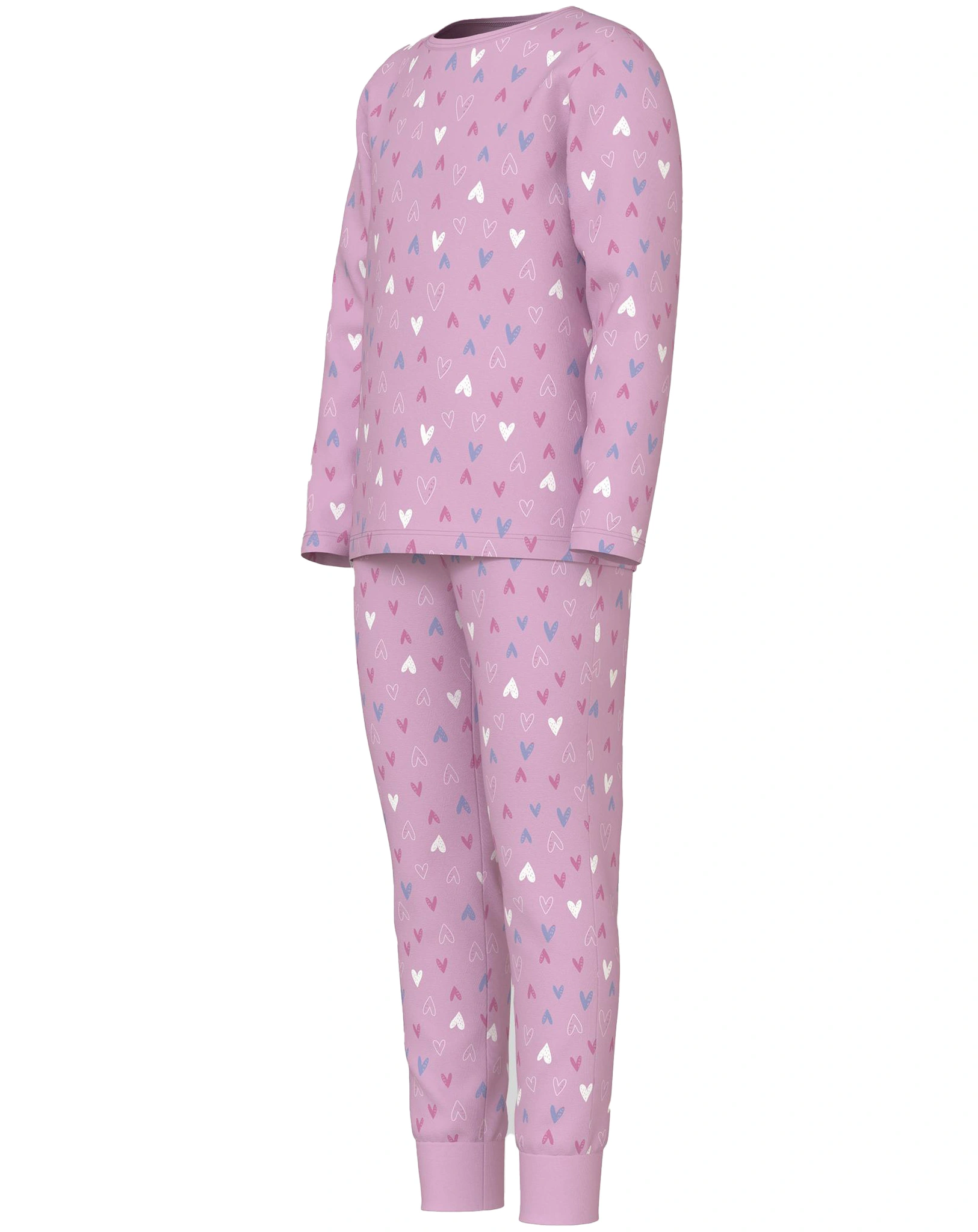 Schlafanzug NKFNIGHTSET HEARTS lang in pink lavender