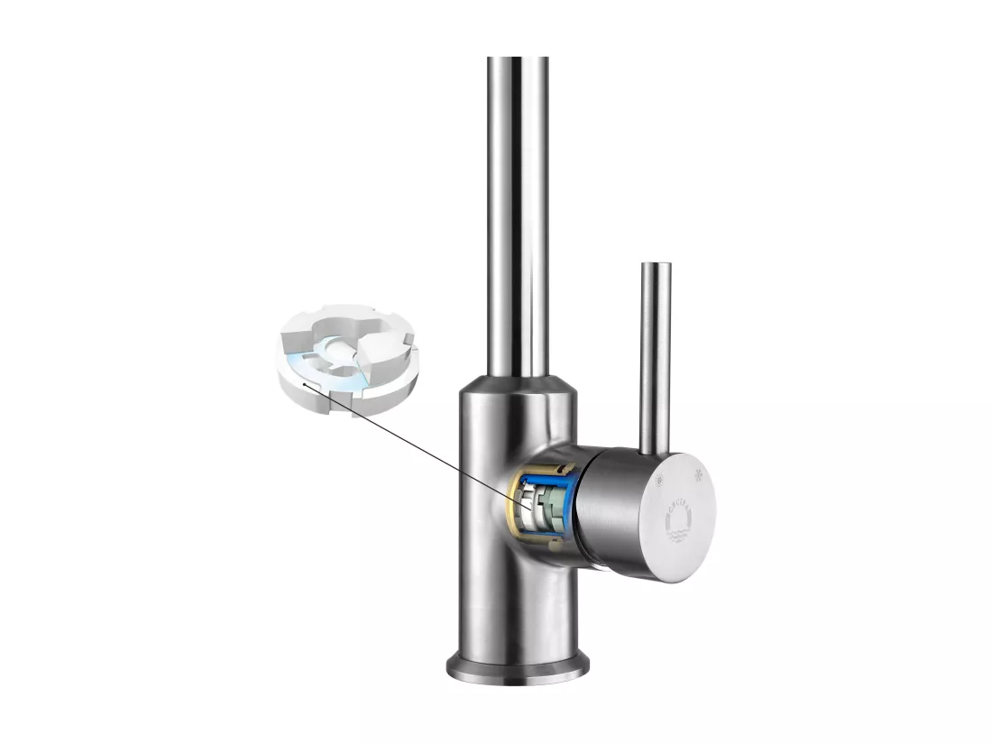 Cecipa max Mitigeur de Cuisine Monocommande, Robinet Évier en Acier Inox , Robinetterie Rotatif à 360° Brossé,EU Modèle