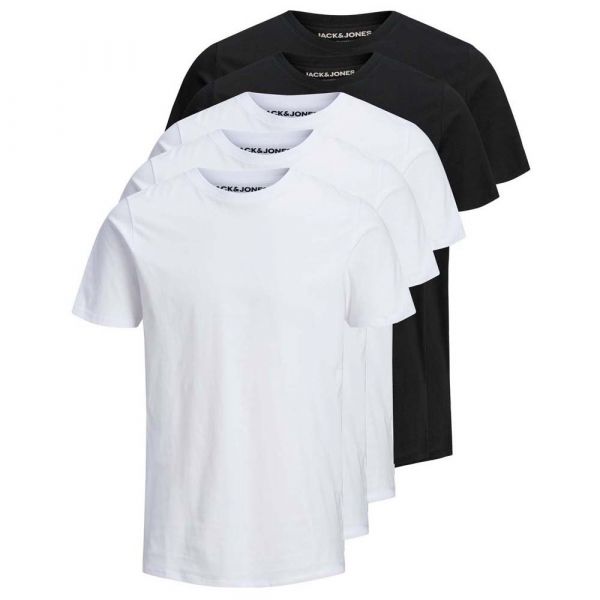 Jack & Jones Organic Basic 5 Pack Short Sleeve T-shirt Branco,Preto M Homem