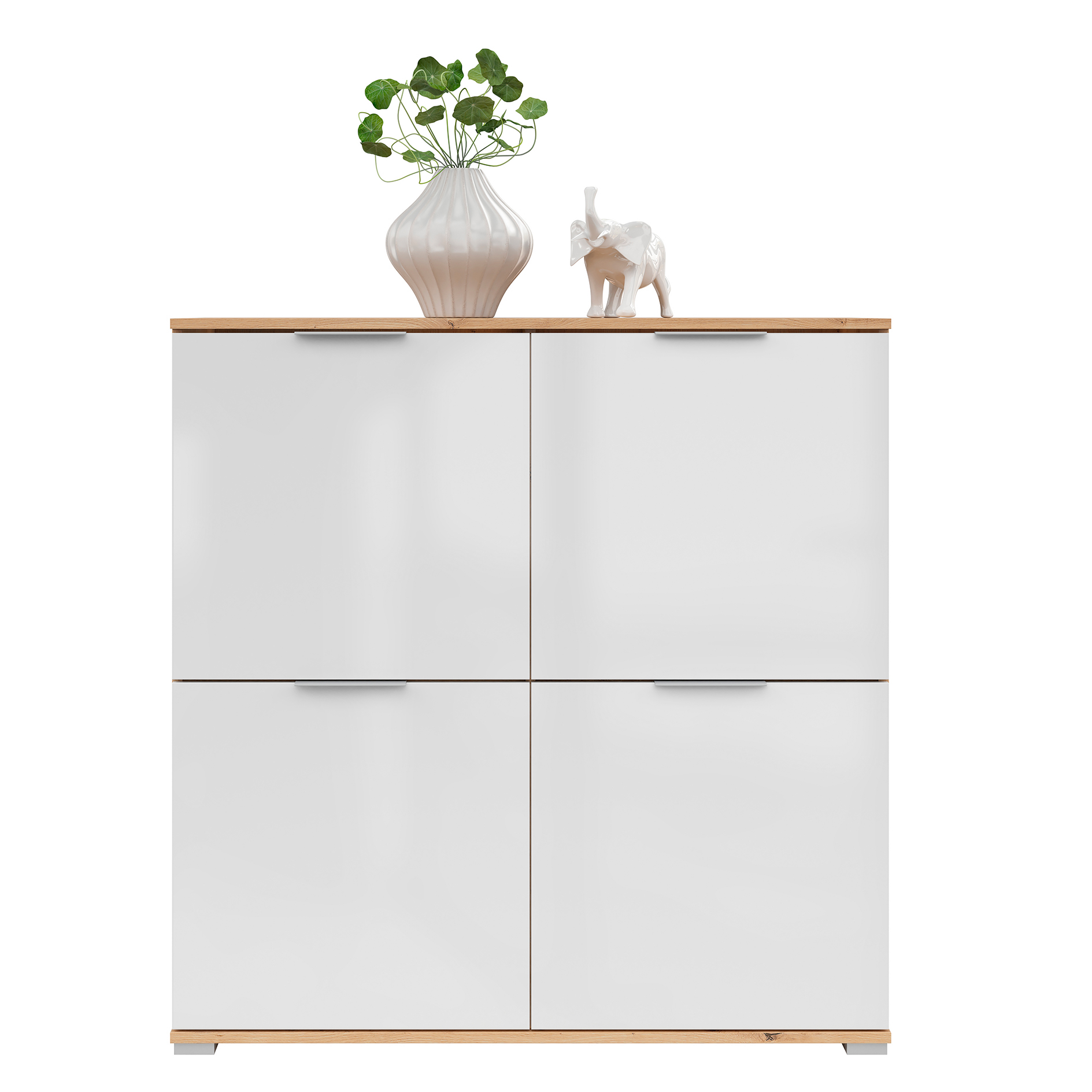 Kommode - weiß Glanz - Artisan Eiche - 104 cm breit