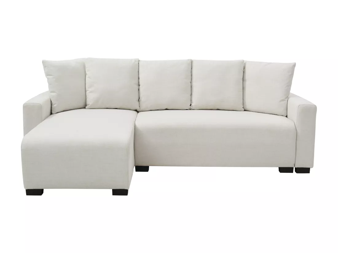 Canapé d'angle convertible et réversible en tissu beige LADAZIA II