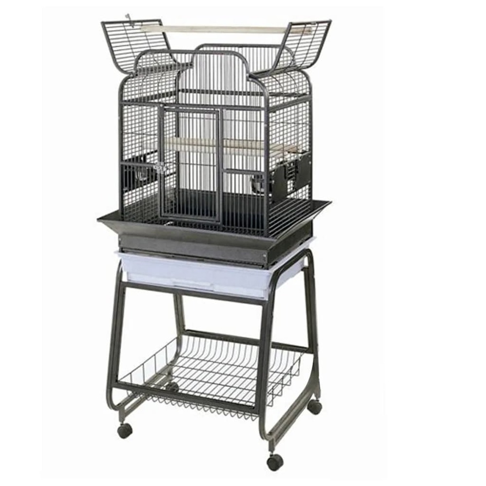 Cage pour perroquet villa gaia gris métallisé 56x43x160 cm