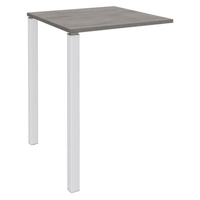 Table Lounge 2 Pieds - L80xH105xP80 cm - Pieds blanc - plateau imitation chêne gris