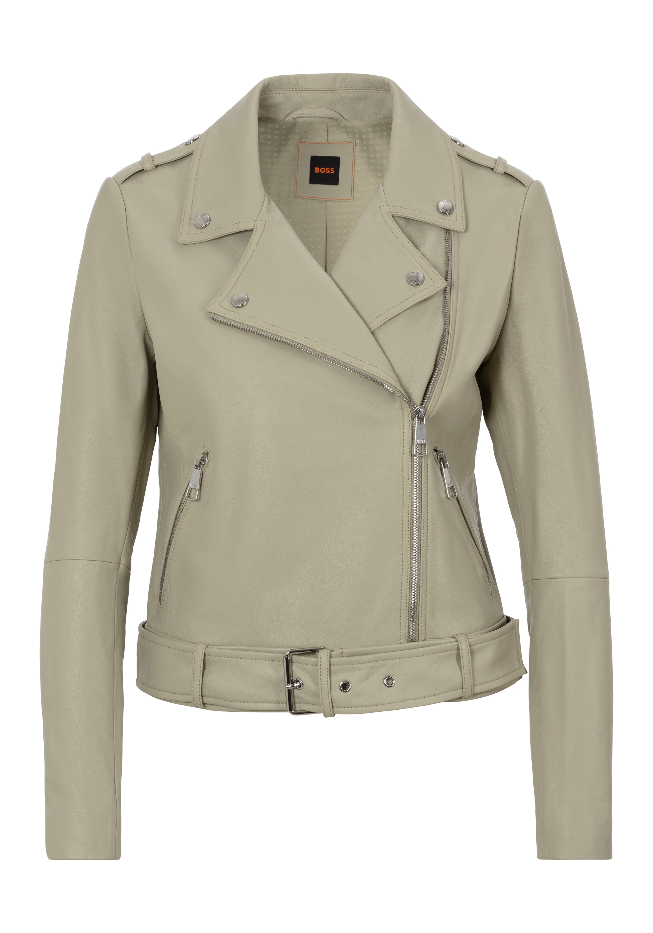 BOSS ORANGE Lederjacke »Sameli Premium Damenmode« mit Ziergürtel