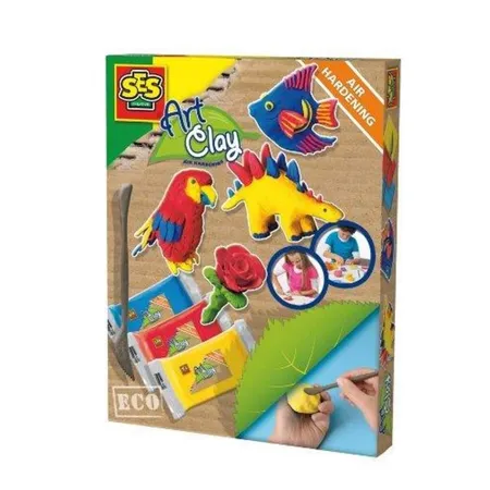 SES Creative Eco Modellierknete Basic Set 1, 3 x 75g