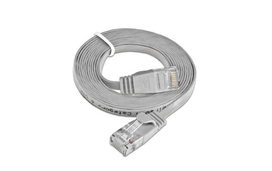 Slimpatchkabel RJ-45 - RJ-45, Cat 6, UTP, 1.5 m, GrauUnscreened/Unshielded Twisted-Pair-Kabel (UTP) mit Klinkenschutz