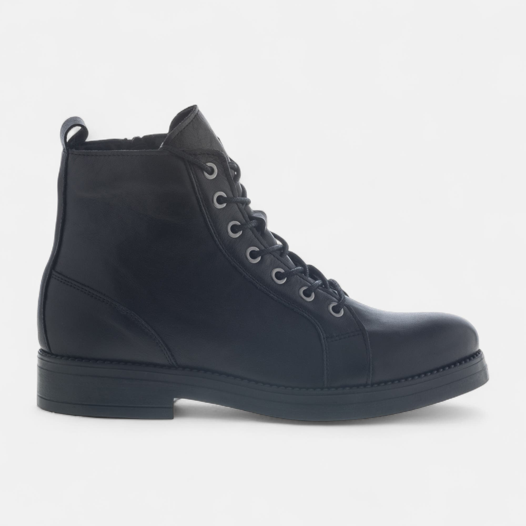 Bottines à lacets Femme en cuir noir