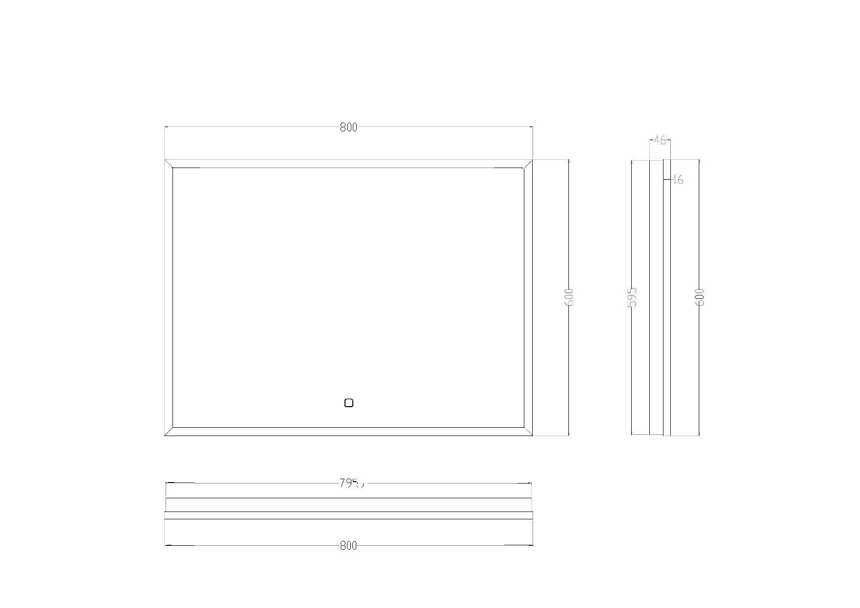 Mueller Square LED spiegel 80x60cm mat zwart met spiegelverwarming