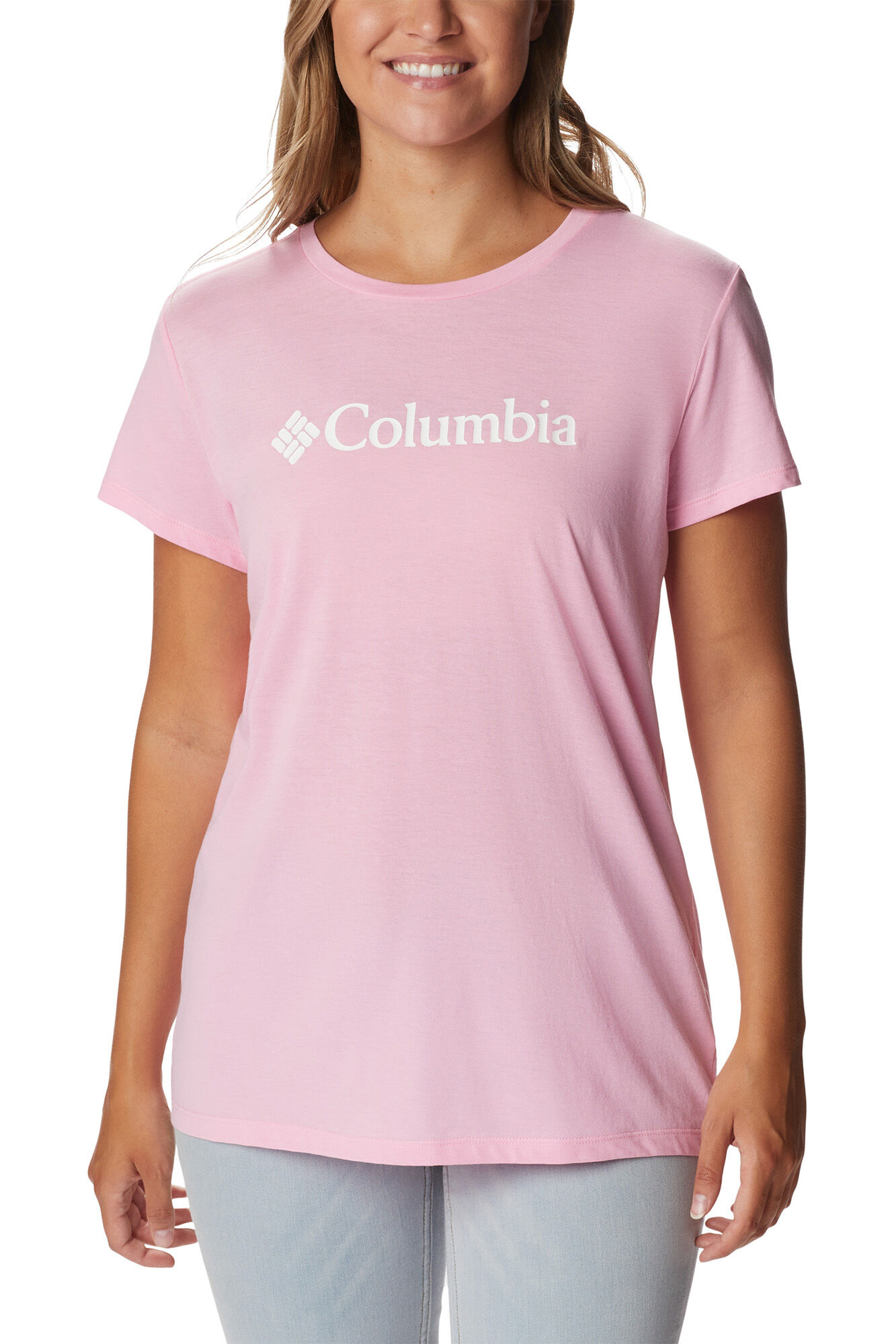 Camiseta feminina casual Columbia Trek™ com estampa - Rosa