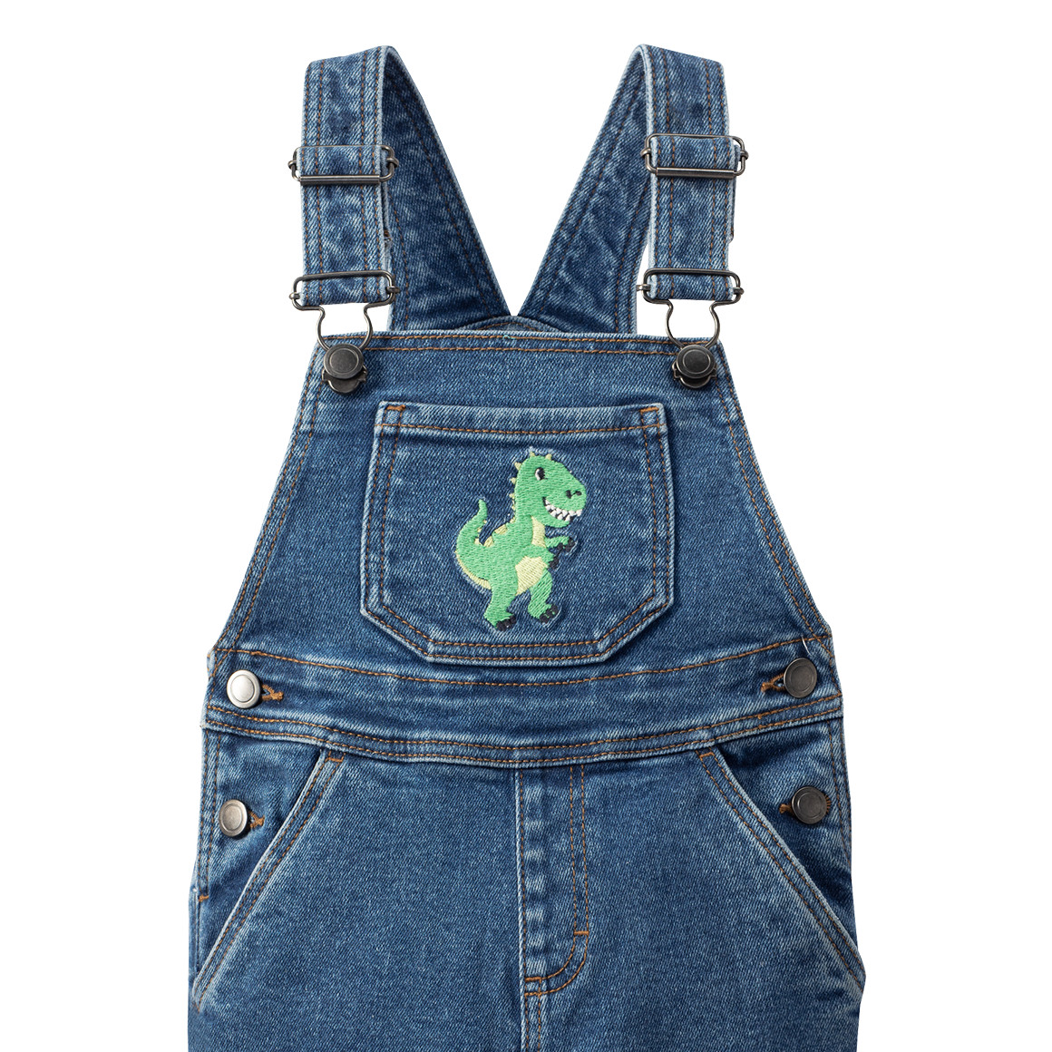Topomini Baby Jeanslatzhose mit Dino-Stickerei dunkelblau