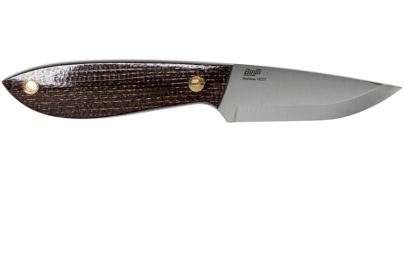 Brisa Bobtail 80 bison micarta handle, 12C27 Scandi, Multicarry sheath 9954